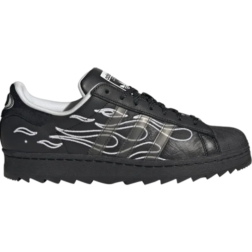 נעלי סניקרס Superstar בצבע שָׁחוֹר מדגם No Sleep Rave Club x Superstar Ripple 'Core Black' מבית היוצר של חברת הענק אדידס