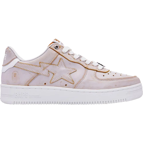 נעלי סניקרס בפסטה בצבע שָׁזוּף מדגם Wmns Bapesta #5 'Washed Beige' מבית היוצר של חברת הענק BAPE