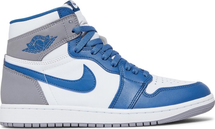 נעלי סניקרס Air Jordan 1 Retro High OG 'True Blue' של המותג נייקי בצבע כְּחוֹל עשויות עוֹר