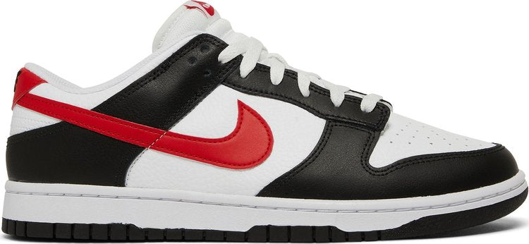 נעלי סניקרס Dunk Low 'Black White Red' של המותג נייקי בצבע שָׁחוֹר עשויות עוֹר