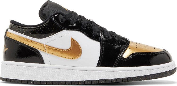 נעלי סניקרס Air Jordan 1 Low SE GS 'Gold Toe' של המותג נייקי בצבע שָׁחוֹר עשויות עוֹר