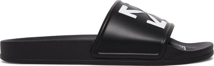 נעלי סניקרס Off-White Logo Print Slide 'Black White' של המותג אוף וויט בצבע שָׁחוֹר עשויות גוּמִי