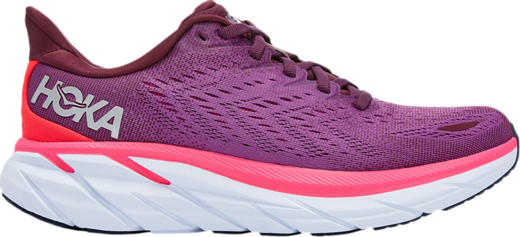 נעלי סניקרס Wmns Clifton 8 'Grape Wine' של המותג הוקה בצבע סָגוֹל עשויות רֶשֶׁת