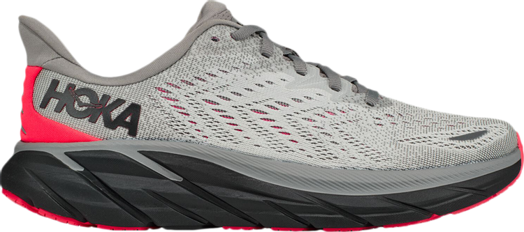 נעלי סניקרס Wmns Clifton 8 'Sharkskin Diva Pink' של המותג הוקה בצבע אפור עשויות רֶשֶׁת