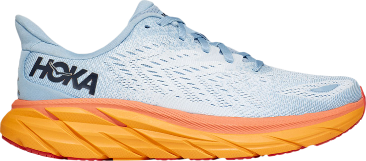 נעלי סניקרס Wmns Clifton 8 Wide 'Summer Blue Ice Flow' של המותג הוקה בצבע כְּחוֹל עשויות רֶשֶׁת