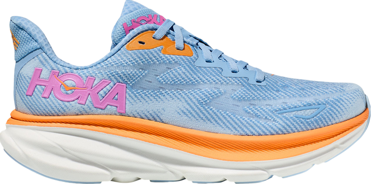נעלי סניקרס Wmns Clifton 9 'Airy Blue' של המותג הוקה בצבע כְּחוֹל עשויות סריג - בד ארוג