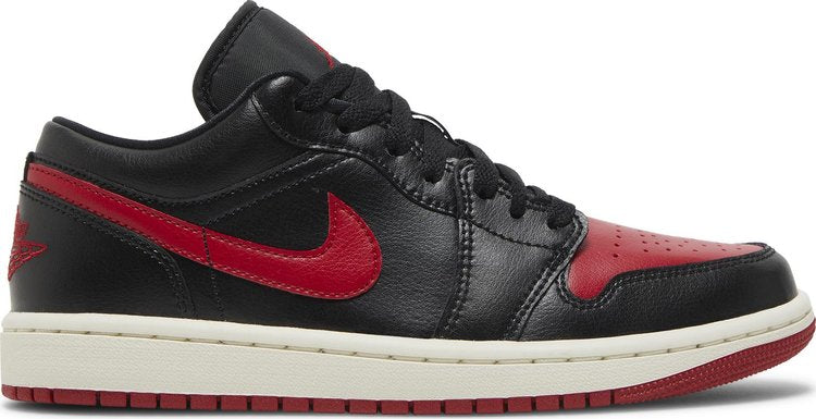 נעלי סניקרס Wmns Air Jordan 1 Low 'Bred Sail' של המותג נייקי בצבע שָׁחוֹר עשויות עוֹר