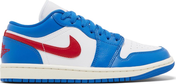 נעלי סניקרס Wmns Air Jordan 1 Low 'Sport Blue Gym Red' של המותג נייקי בצבע כְּחוֹל עשויות עוֹר