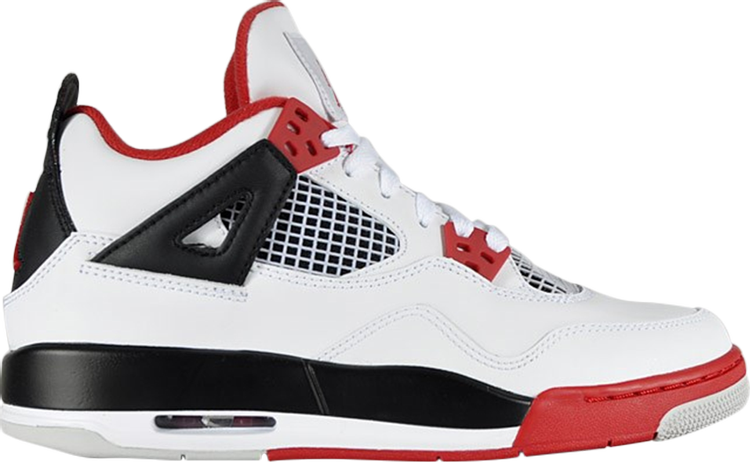 נעלי סניקרס Air Jordan 4 Retro GS 'Fire Red' 2012 של המותג נייקי בצבע לבן עשויות