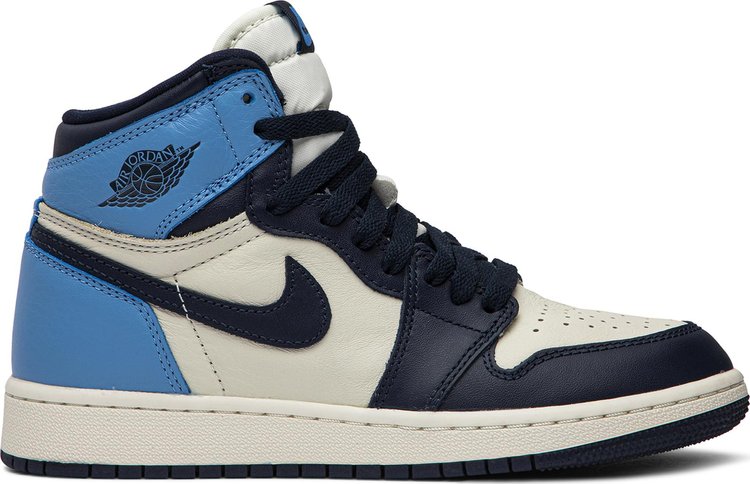 נעלי סניקרס Air Jordan 1 Retro High OG GS 'Obsidian' של המותג נייקי בצבע כְּחוֹל עשויות עוֹר