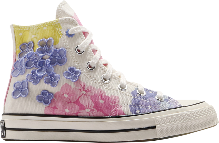 נעלי סניקרס Wmns Chuck 70 High 'Floral' של המותג קונברס אולסטאר בצבע קרם עשויות בַּד