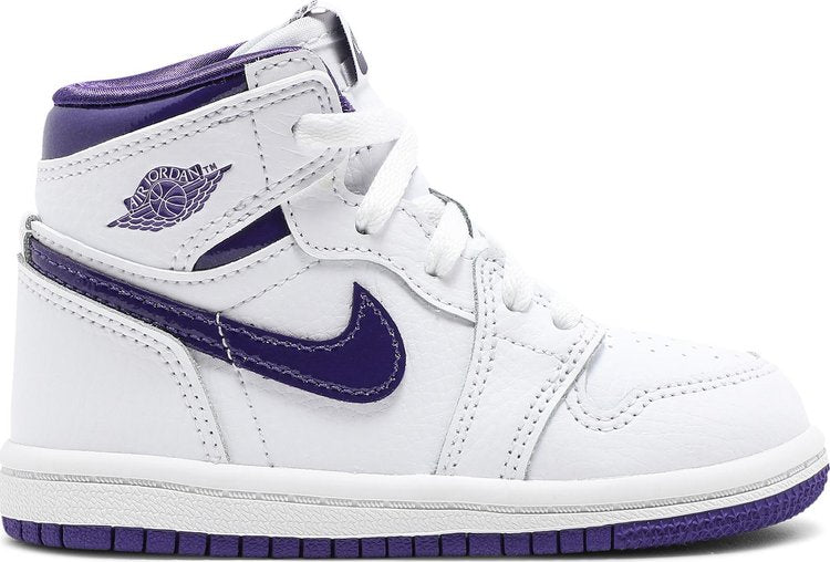 נעלי סניקרס Air Jordan 1 Retro High OG TD 'Court Purple' של המותג נייקי בצבע לבן עשויות עוֹר