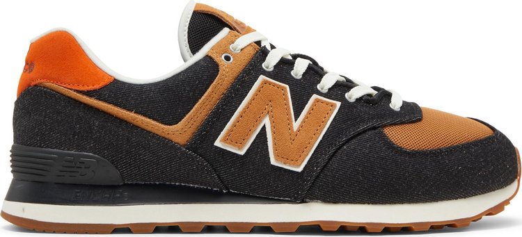 נעלי סניקרס 574 'Denim - Black Faded Workwear' של המותג ניו באלאנס בצבע שָׁחוֹר עשויות טֶקסטִיל