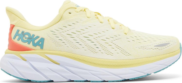 נעלי סניקרס Wmns Clifton 8 'Yellow Pear' של המותג הוקה בצבע צהוב עשויות רֶשֶׁת