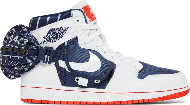 נעלי סניקרס Air Jordan 1 Retro High Utility 'Quai 54' של המותג נייקי בצבע לבן עשויות בַּד