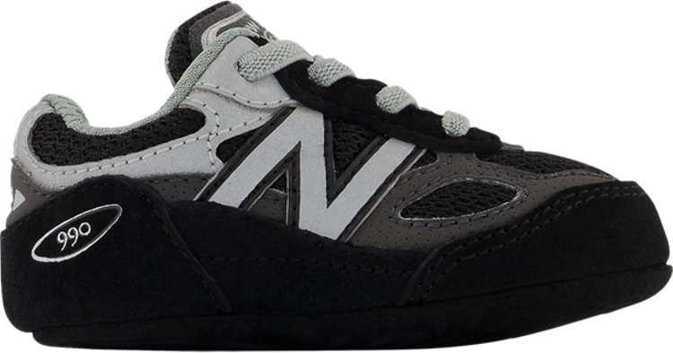 נעלי סניקרס 990v6 Bungee Crib 'Black Silver' של המותג ניו באלאנס בצבע שָׁחוֹר עשויות עור (זמש)