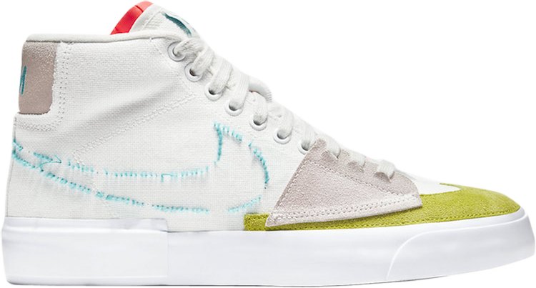 נעלי סניקרס Blazer Mid Edge SB 'Orange Aqua' של המותג נייקי בצבע לבן עשויות