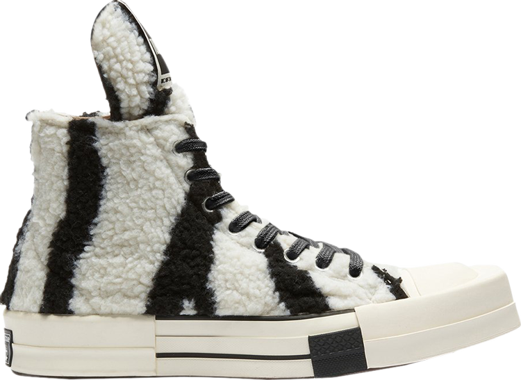 נעלי סניקרס Converse x Rick Owens DRKSHDW TURBODRK Chuck 70 High 'Zebra' של המותג ריק אוונס בצבע לבן עשויות פרווה מלאכותית
