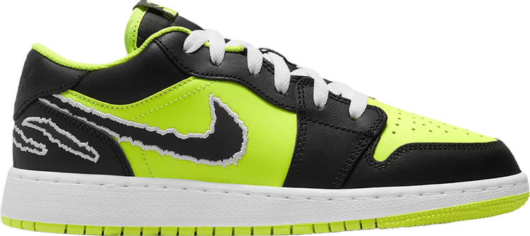 נעלי סניקרס Air Jordan 1 Low SE GS 'Big Cat Energy' של המותג נייקי בצבע ירוק עשויות עוֹר