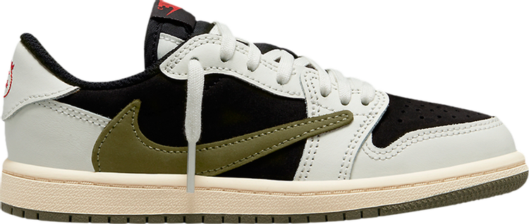 נעלי סניקרס Travis Scott x Air Jordan 1 Low OG PS 'Olive' של המותג נייקי בצבע ירוק עשויות עור (זמש)