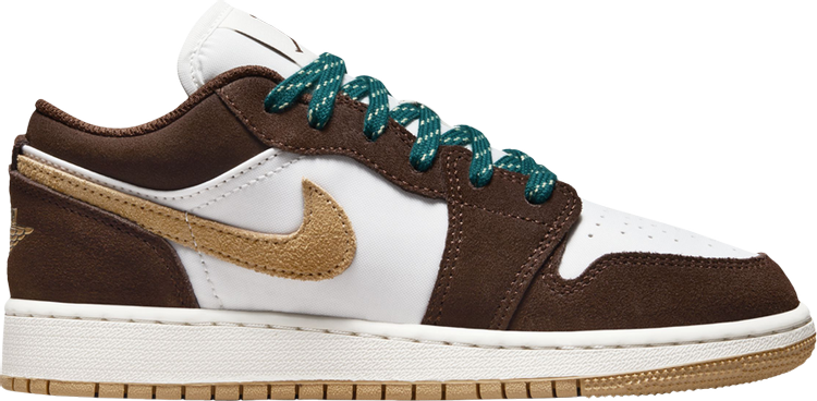 נעלי סניקרס Air Jordan 1 Low GS 'Cacao Wow' של המותג נייקי בצבע חום עשויות עור (זמש)