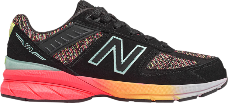 נעלי סניקרס 990v5 Big Kid 'Black Tahitian Pink' של המותג ניו באלאנס בצבע שָׁחוֹר עשויות רֶשֶׁת
