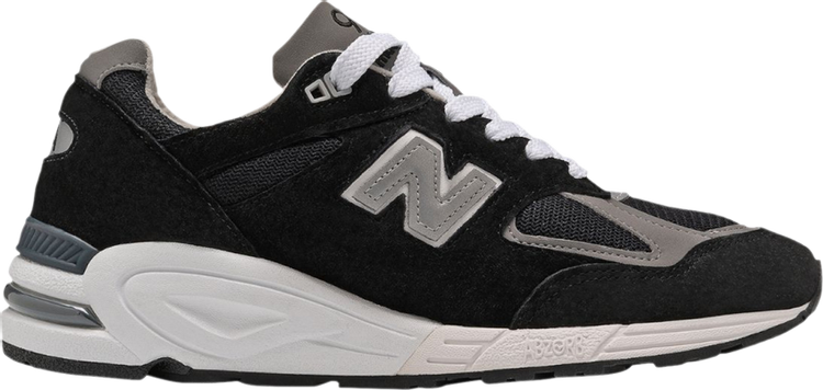 נעלי סניקרס 990v2 Made in USA 'Black Grey' של המותג ניו באלאנס בצבע שָׁחוֹר עשויות עור (זמש)