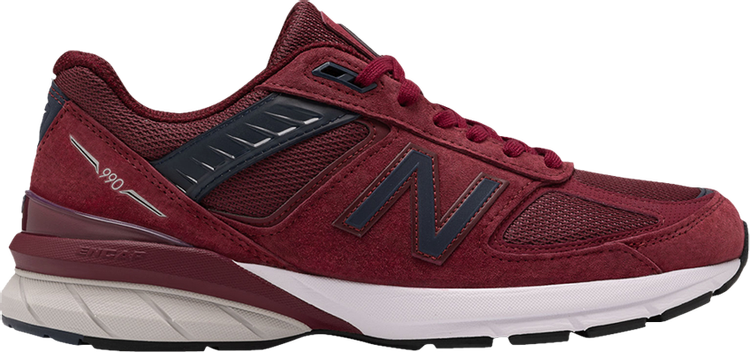 נעלי סניקרס 990v5 Made in USA 'Burgundy' של המותג ניו באלאנס בצבע אָדוֹם עשויות רֶשֶׁת