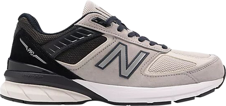 נעלי סניקרס 990v5 Made in USA 'Light Grey Navy' של המותג ניו באלאנס בצבע אפור עשויות