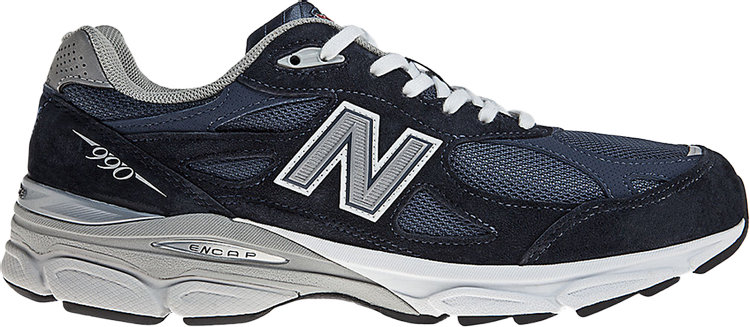 נעלי סניקרס 990v3 Made in USA 'Navy White' של המותג ניו באלאנס בצבע כְּחוֹל עשויות עור (זמש)