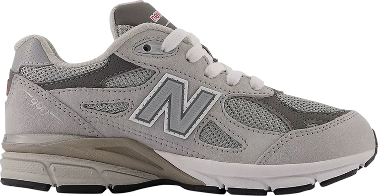 נעלי סניקרס 990v3 Little Kid 'Grey' של המותג ניו באלאנס בצבע אפור עשויות רֶשֶׁת