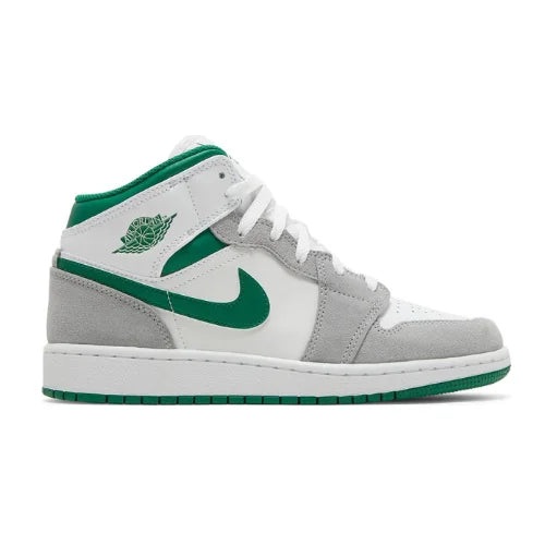 Air Jordan 1 Mid SE GS Grey Pine Green