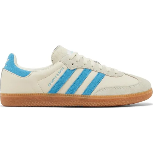 נעלי סניקרס סמבה בצבע קרם מדגם Sporty & Rich x Samba OG 'Cream Blue' מבית היוצר של חברת הענק אדידס