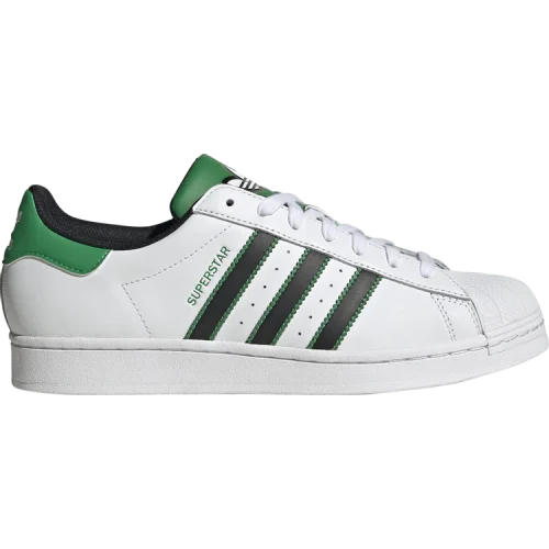 נעלי סניקרס Superstar בצבע לבן מדגם Superstar 'White Black Green' מבית היוצר של חברת הענק אדידס