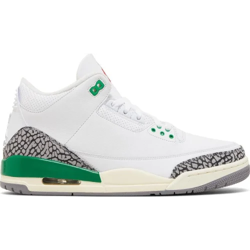 נעלי סניקרס נייק אייר ג'ורדן 3 בצבע לבן מדגם Wmns Air Jordan 3 Retro 'Lucky Green' מבית היוצר של חברת הענק נייקי