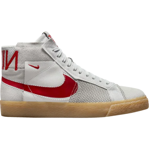 נעלי סניקרס בלייזר SB בצבע אפור מדגם Zoom Blazer Mid Premium SB 'Deconstructed - Platinum University Red Gum' מבית היוצר של חברת הענק נייקי