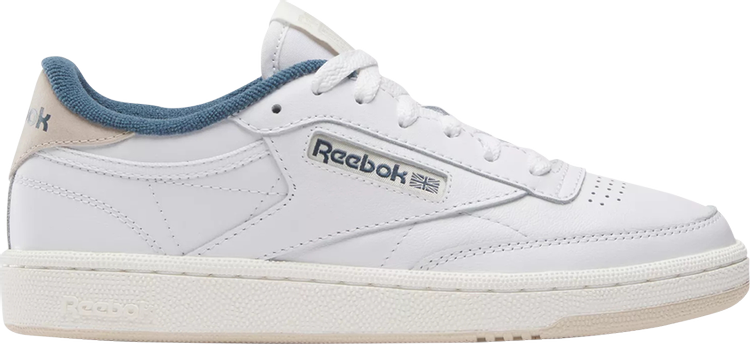 נעלי סניקרס Wmns Club C 85 'White Hoops Blue' של המותג ריבוק בצבע לבן עשויות עוֹר