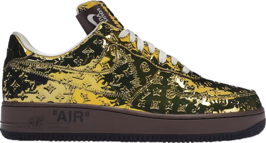 נעלי סניקרס Louis Vuitton x Air Force 1 Low 'Metallic Gold' של המותג נייקי בצבע זהב עשויות עוֹר