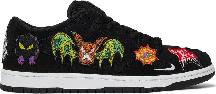 נעלי סניקרס Neckface x Dunk Low Pro SB 'Black' של המותג נייקי בצבע שָׁחוֹר עשויות עור (זמש)