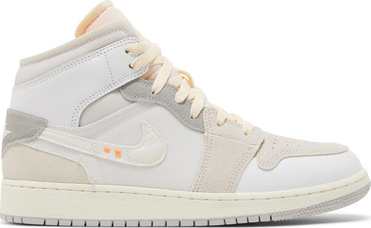 נעלי סניקרס Air Jordan 1 Mid SE Craft GS 'Inside Out' של המותג נייקי בצבע לבן עשויות עור (זמש)