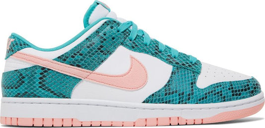 נעלי סניקרס Dunk Low 'Washed Teal Snakeskin' של המותג נייקי בצבע ירוק-כחול/טורקיז עשויות עוֹר