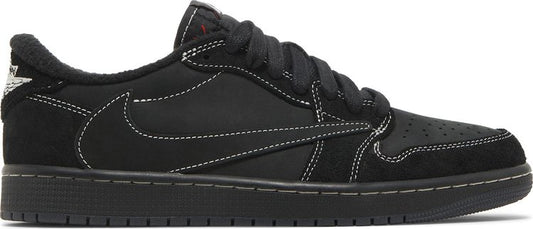 נעלי סניקרס Travis Scott x Air Jordan 1 Low OG SP 'Black Phantom' של המותג נייקי בצבע שָׁחוֹר עשויות עור (זמש)