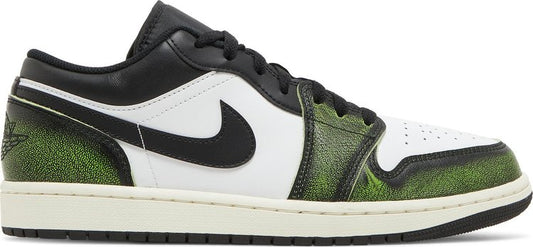נעלי סניקרס Air Jordan 1 Low SE 'Wear-Away - Electric Green' של המותג נייקי בצבע לבן עשויות עוֹר