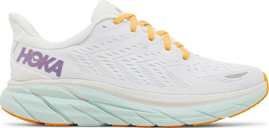 נעלי סניקרס Wmns Clifton 8 'Blanc De Blanc' של המותג הוקה בצבע לבן עשויות רֶשֶׁת