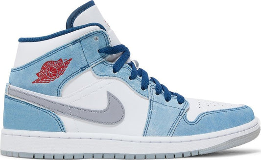 נעלי סניקרס Air Jordan 1 Mid SE 'French Blue' של המותג נייקי בצבע כְּחוֹל עשויות עוֹר