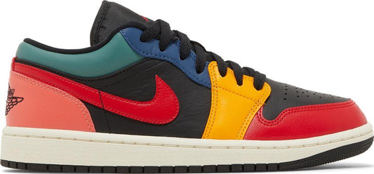 נעלי סניקרס Wmns Air Jordan 1 Low SE 'Black Multi-Color' של המותג נייקי בצבע שָׁחוֹר עשויות עוֹר