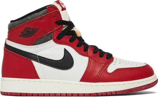 נעלי סניקרס Air Jordan 1 Retro High OG GS 'Chicago Lost & Found' של המותג נייקי בצבע אָדוֹם עשויות עוֹר