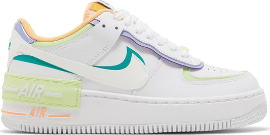 נעלי סניקרס Wmns Air Force 1 Shadow 'White Multi-Color' של המותג נייקי בצבע לבן עשויות עוֹר