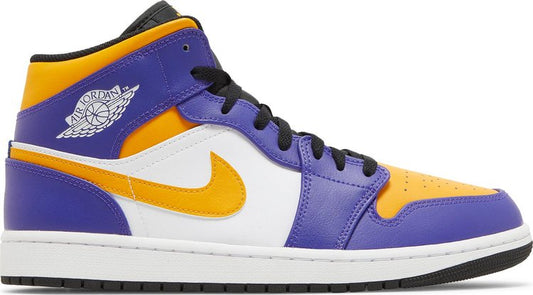 נעלי סניקרס Air Jordan 1 Mid 'Lakers' של המותג נייקי בצבע סָגוֹל עשויות עוֹר