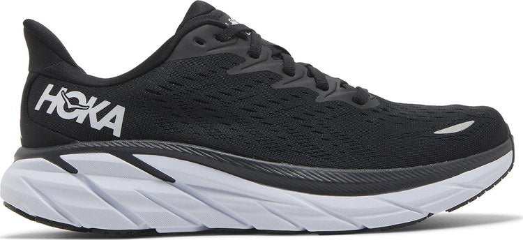 נעלי סניקרס Wmns Clifton 8 'Black White' של המותג הוקה בצבע שָׁחוֹר עשויות רֶשֶׁת
